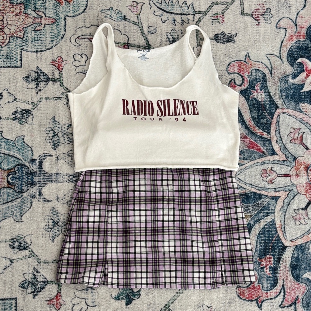 Brandy Melville Lavender Checkered Mini Skirt